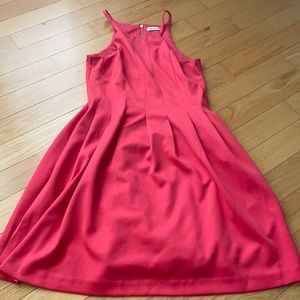 Calvin Klein Pink Scuba Watermelon Pleated Dress
